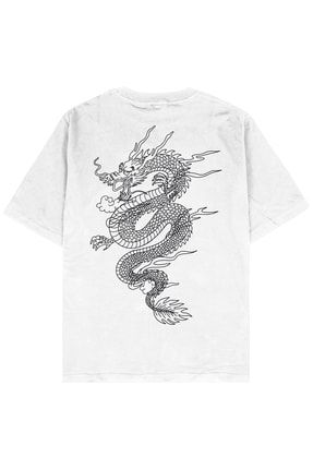 Dragon Beyaz Oversize Unisex T-shirt AG129OT