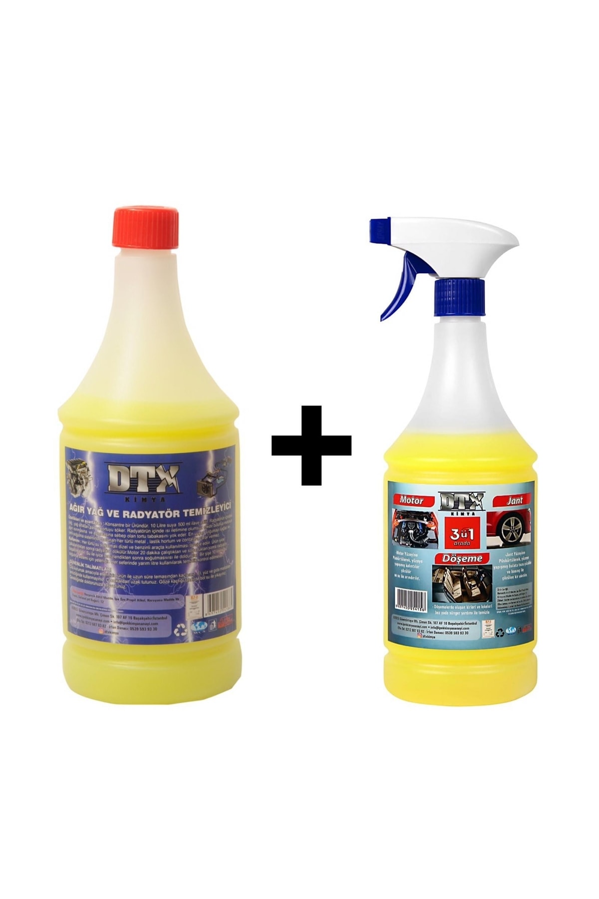 Ağır Yağ Sökücü Konsantre (1/5) 1 litre & Motor Jant Döşeme Temizleyici 1 litre