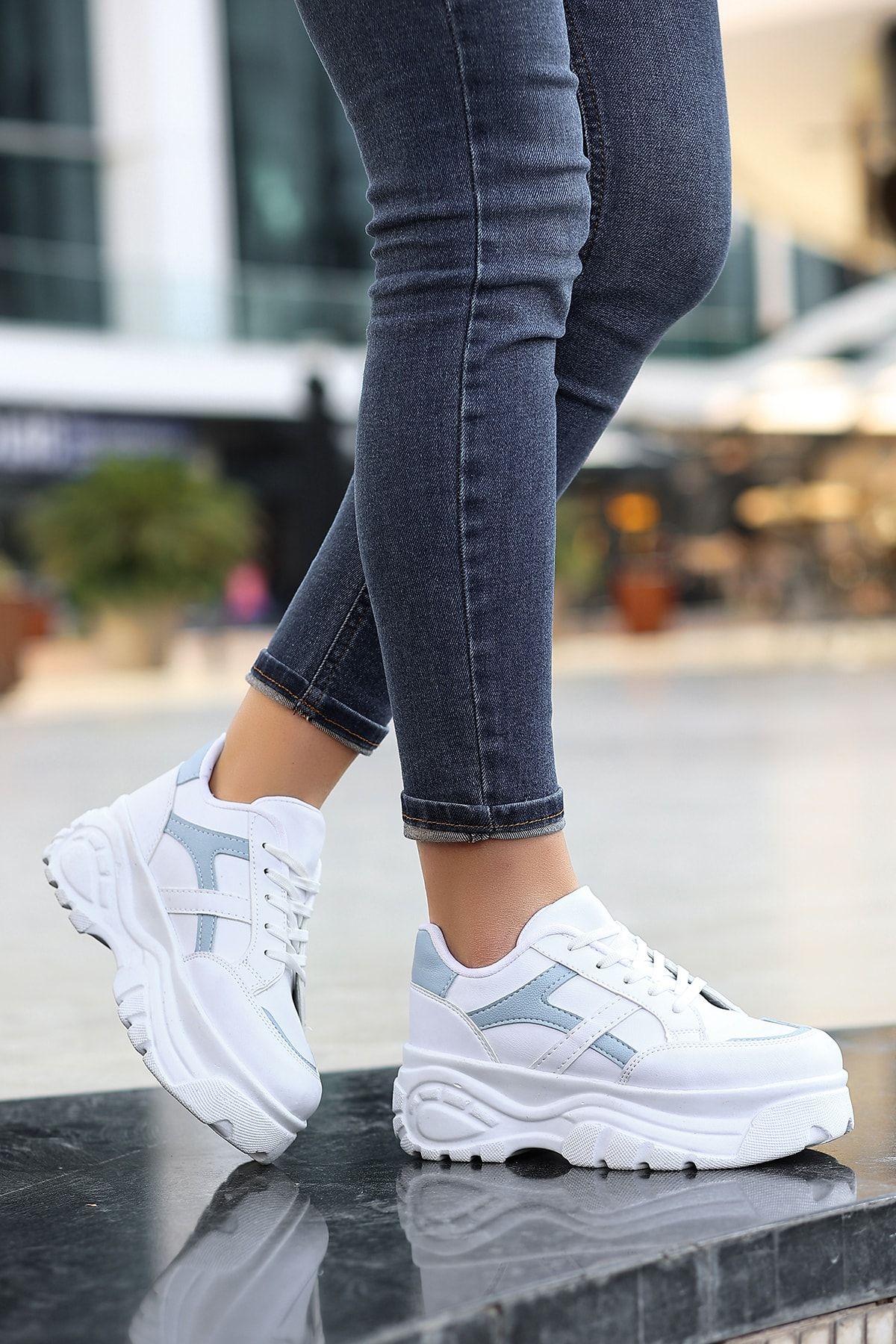 Madam Tarz White Salvador Women s Thick Soled Tied Sports Shoes Sneaker 6 Cm Trendyol