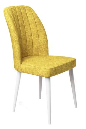 West 4 Sandalye Beyaz Gürgen Ayaklı Hardal Sarısı Mutfak Sandalyesi RVNWEST4ADET