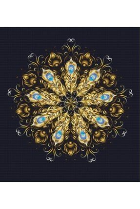 Sanat Altın Tavus Kuşu Tüylerinden Mandala Elmas Mozaik Tablo/mozaik Puzzle 43x48cm E2020299