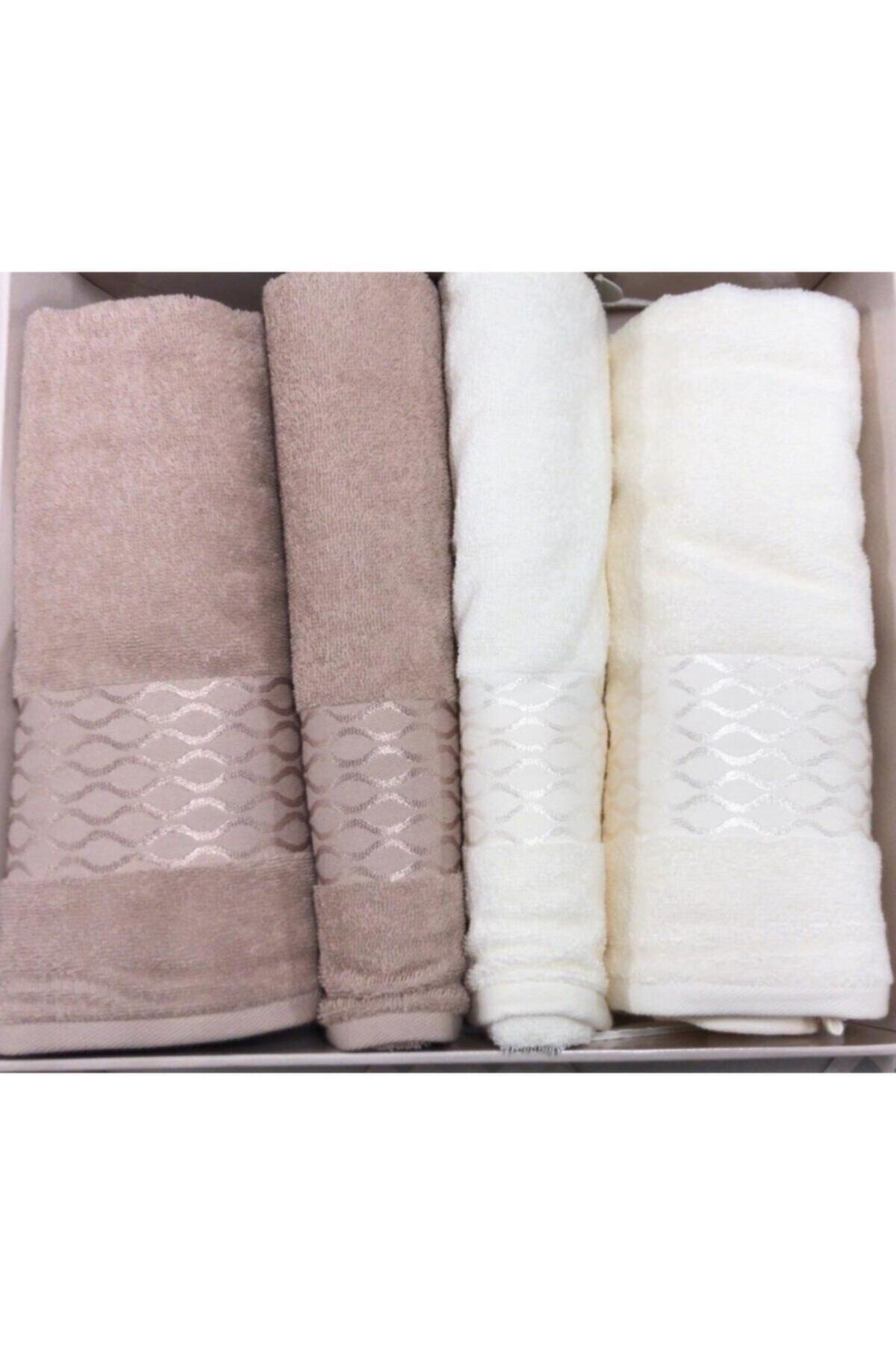 Özdilek Elissa Best Set Beige Cream 4 Piece Bath Set