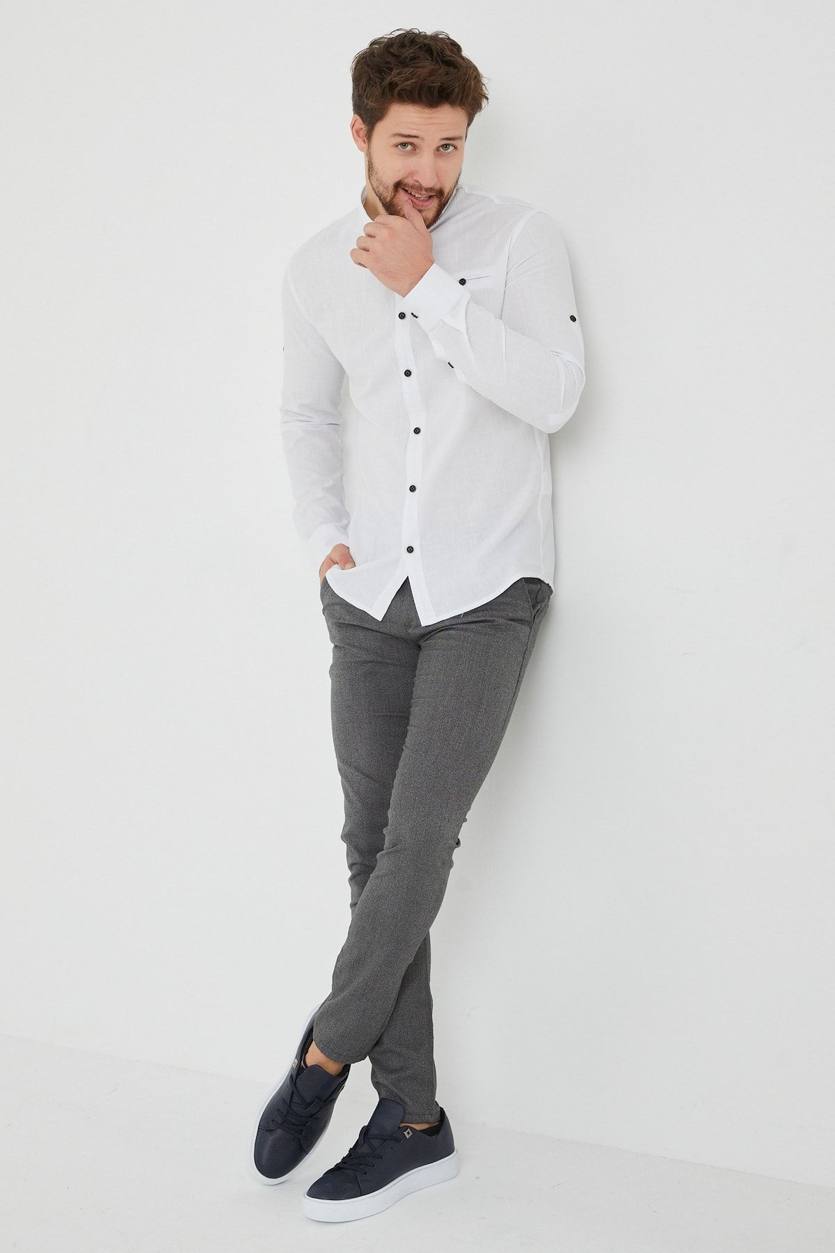 Pietra Paul Slim Fit Hakim Yaka Flam Gömlek