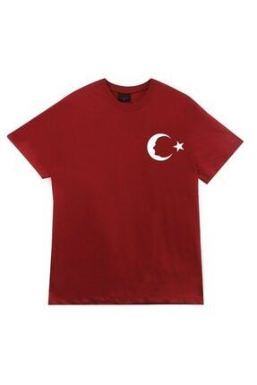 Unisex Kırmızı Gazi Mustafa Kemal Atatürk Baskılı T-shirt ABFNR234-KOR
