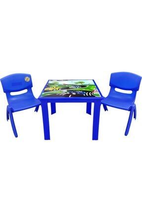 Çocuk Masa Sandalye Takımı Mavi Araba 2s 1-3 Yaş Için TP2222-05