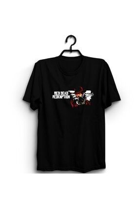 Kadın Siyah Red Dead Redemption Baskılı T-shirt BQSVX256-KOR