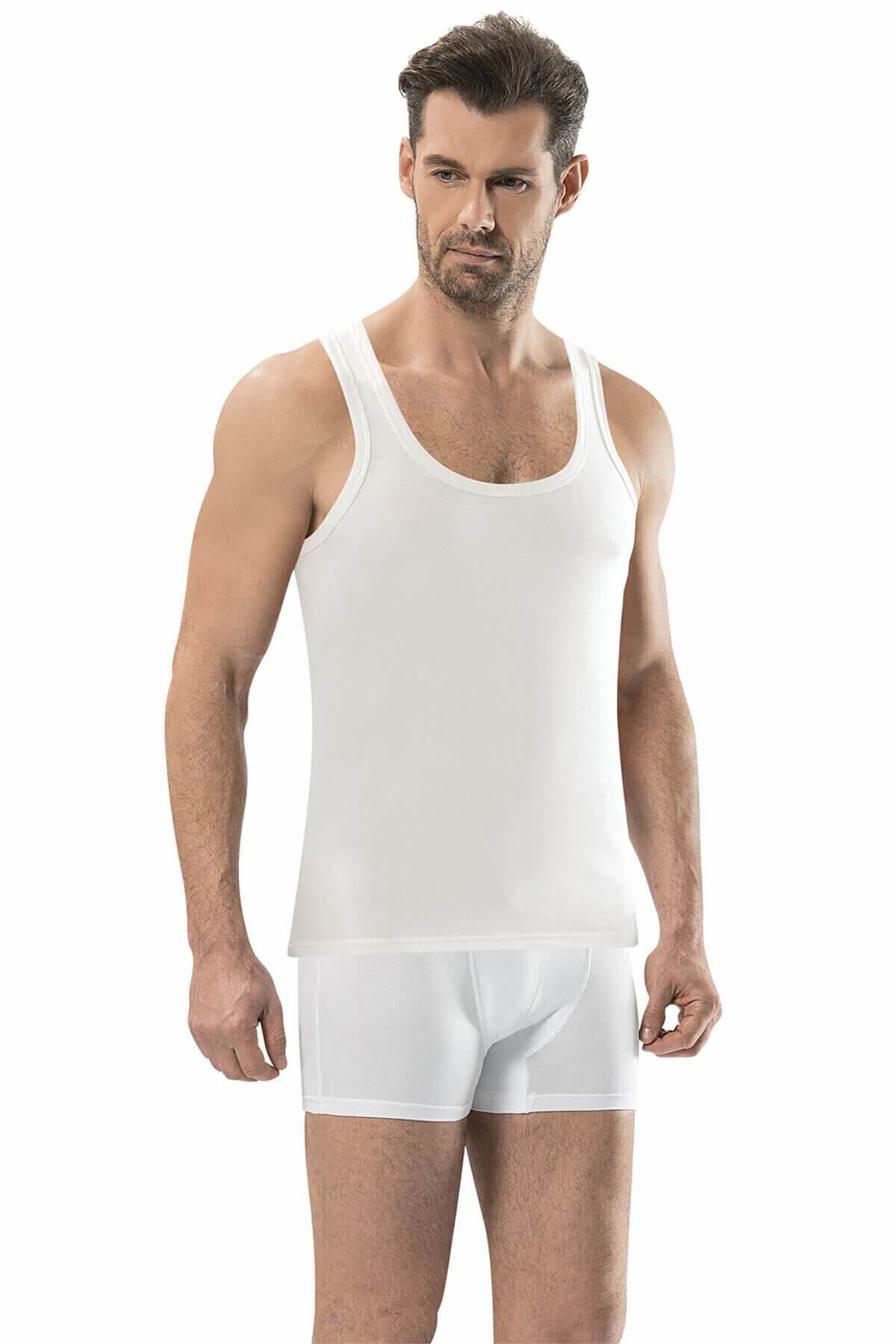 Jiber-Men's Ecru Thermal Strap Undershirt 163 1