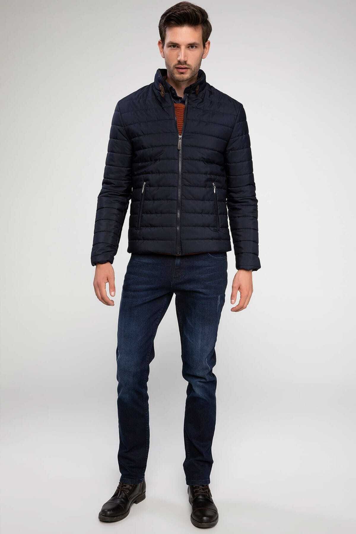 DeFacto-Men's Navy Blue Puffer Jacket - J0227Az.18Au.Nv64 6
