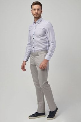 Erkek Gri Ütüleme Gerektirmeyen Non-ıron Slim Fit Dar Kesim Pamuklu Esnek Pantolon 4A0100000001