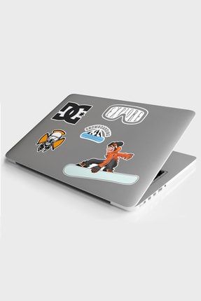 Beyaz Snowboard Kask Bisiklet Tablet Laptop Sticker Seti 5 Adet ns31