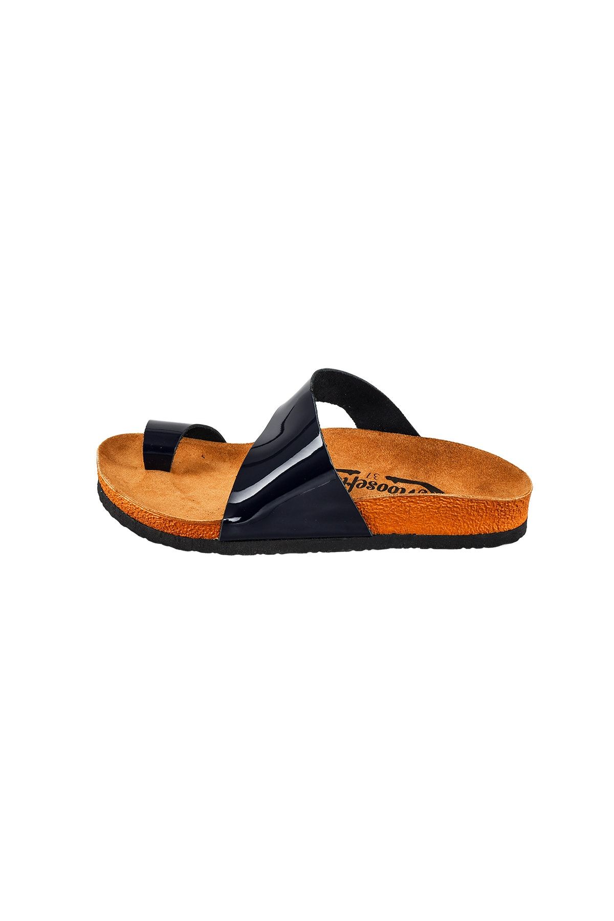 Moosefield-Genuine Leather Navy Blue Women's Slippers 5
