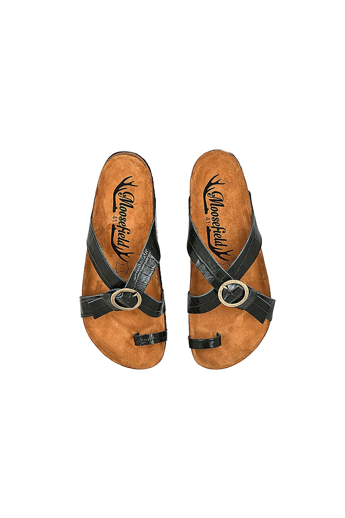 Moosefield-Genuine Leather Green Men's Slippers 2