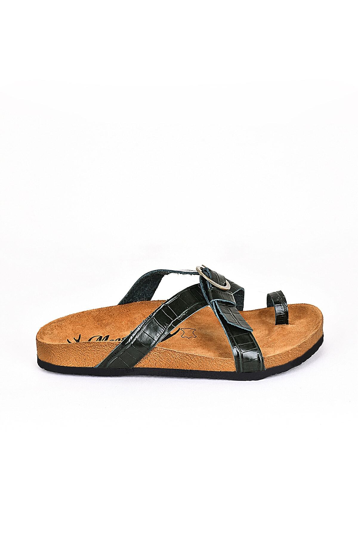 Moosefield-Genuine Leather Green Men's Slippers 3