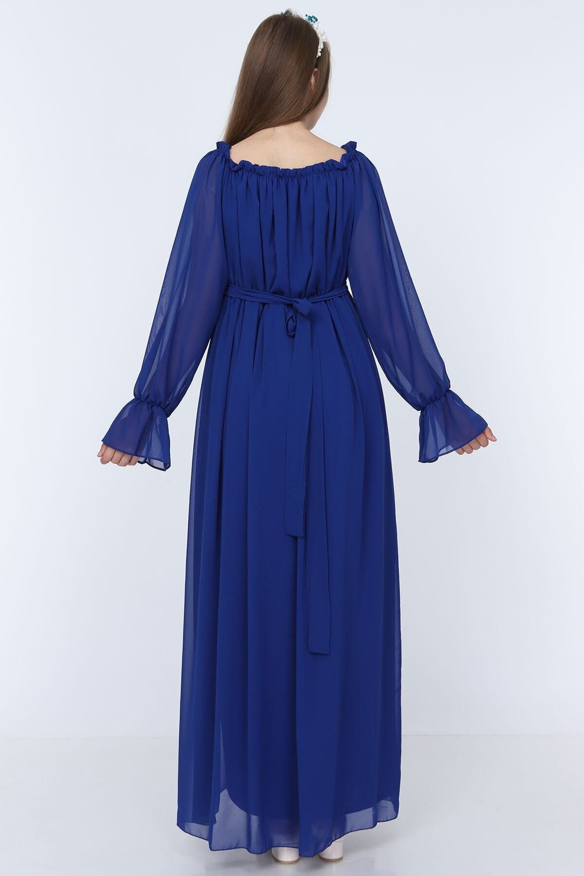 MODA LABİO-Saks Blue Draped Maternity Dress 5