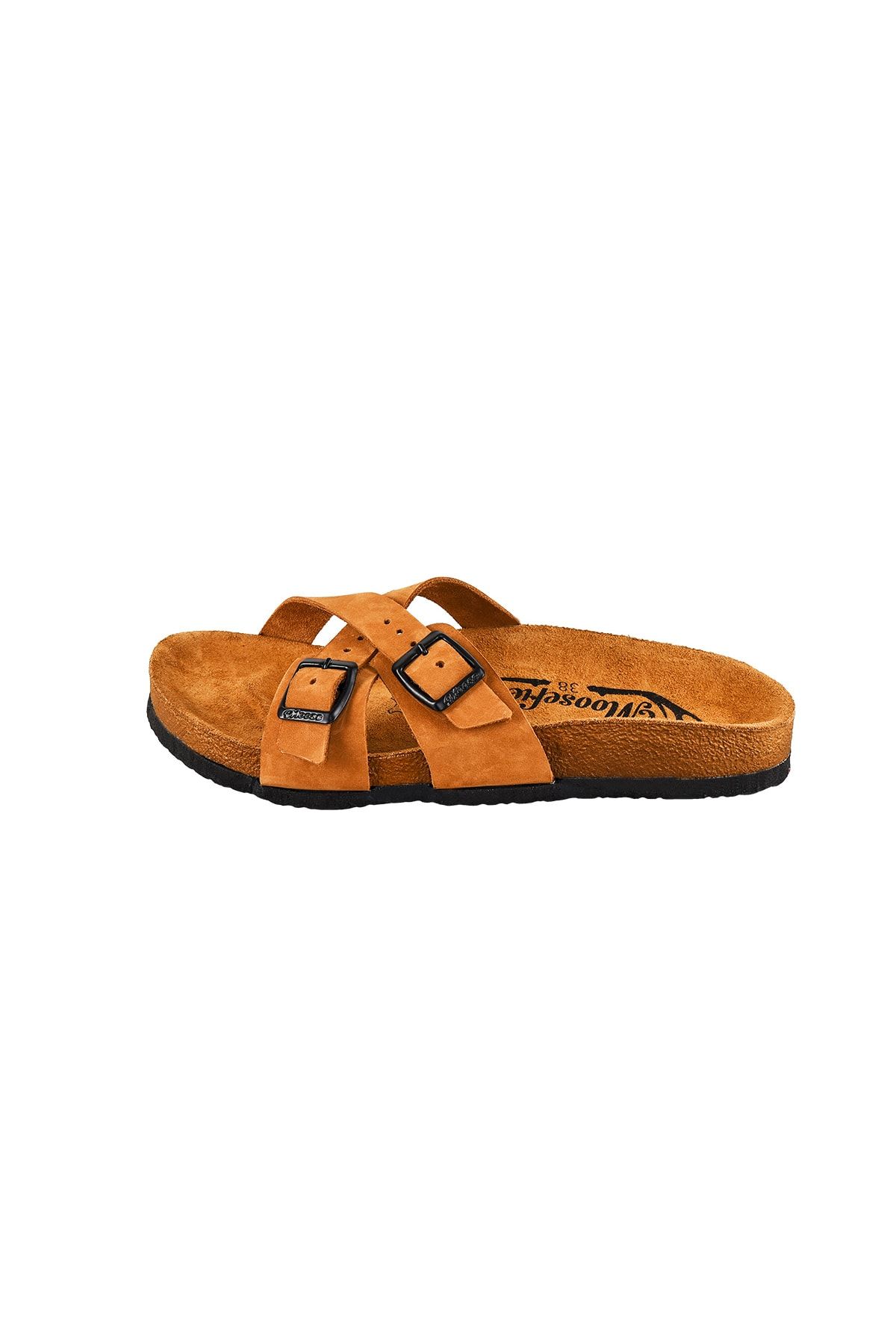 Moosefield-Genuine Leather Brown Women's Slippers 4
