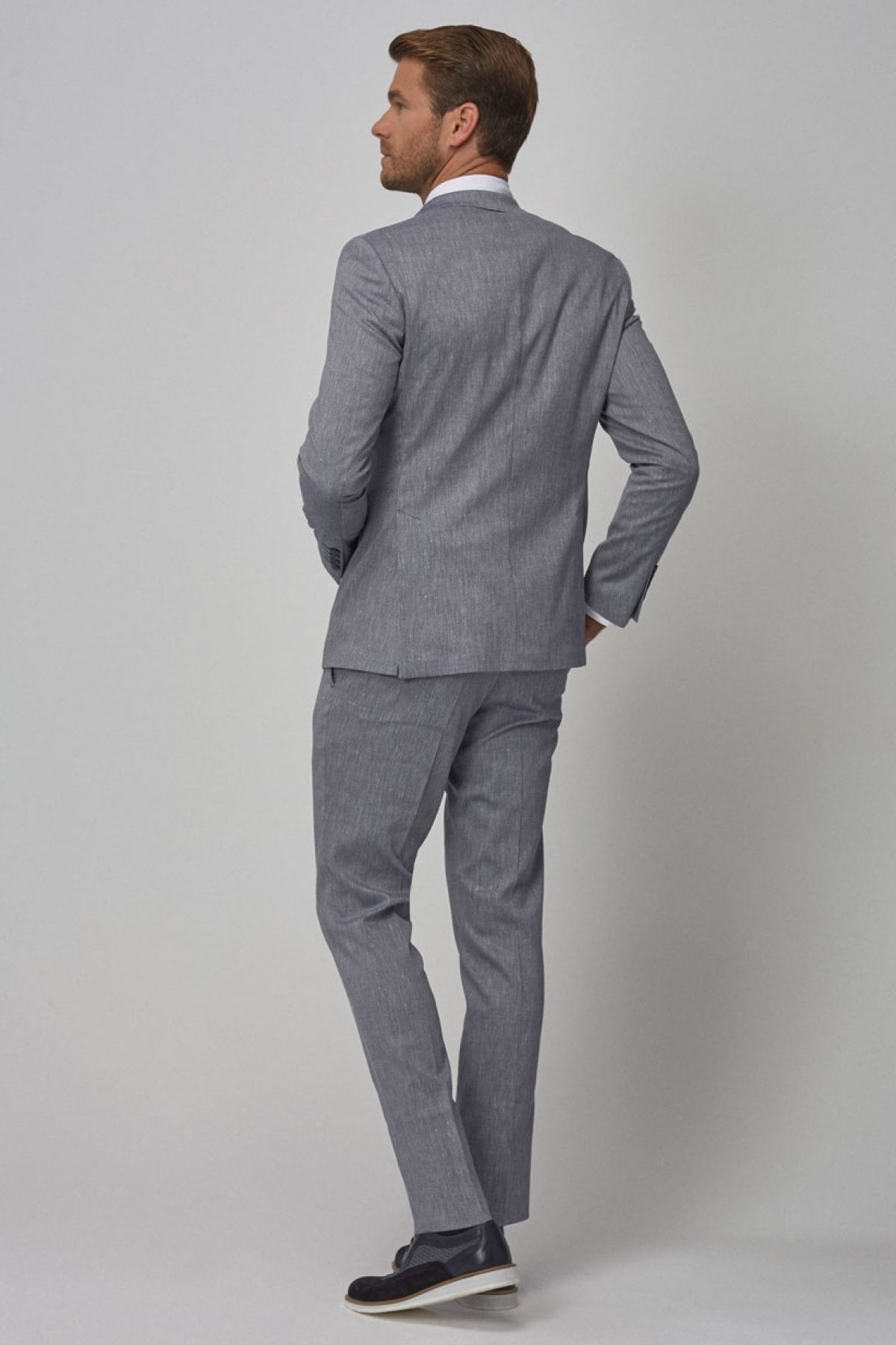 ALTINYILDIZ CLASSICS-Men's Navy Blue Slim Fit Slim Fit Patterned Suit 5