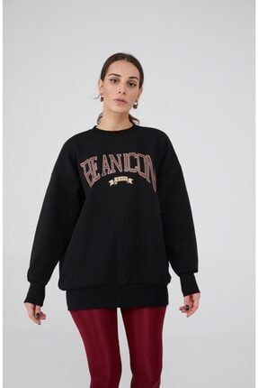 Be Anicon Sweatshirt Oversize Siyah SBA0011