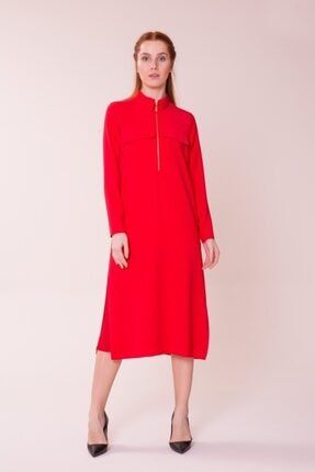 Kadın Kırmızı Midi Elbise M18KEX06110BY