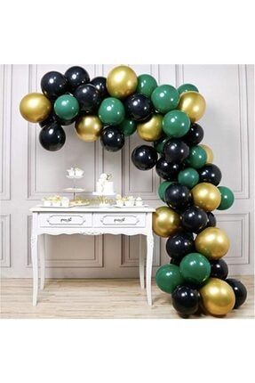 Gold Siyah Yeşil Metalik Balon ve Balon Şeriti GOLDSİYAHYEŞİLŞERİT