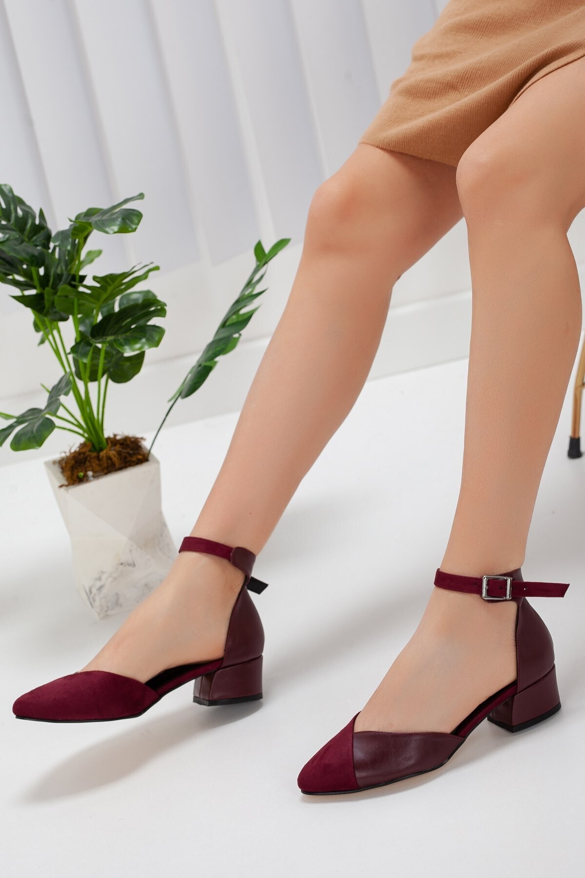 Hayalimdeki Ayakkabı Holly Bordo Cilt-süet Topuklu Ayakkabı