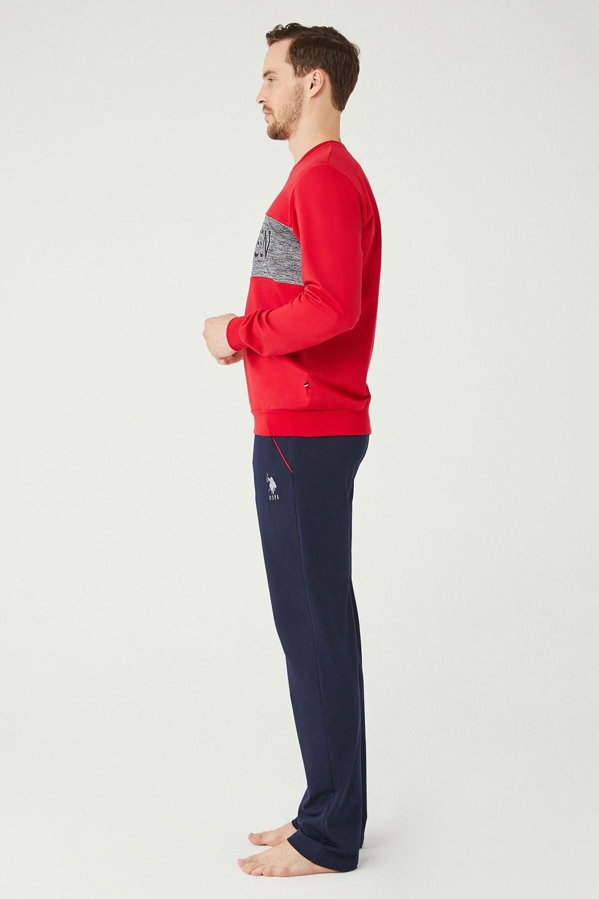 ست پیژامه قرمز مردانه پایه. پولو اسن. لباس خواب 18376 U.S. Polo Assn.