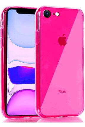 Uyumlu Iphone 7 Kılıf Fosforlu Canlı Renkli Parlak Silikon Kapak Pembe mornw_44517