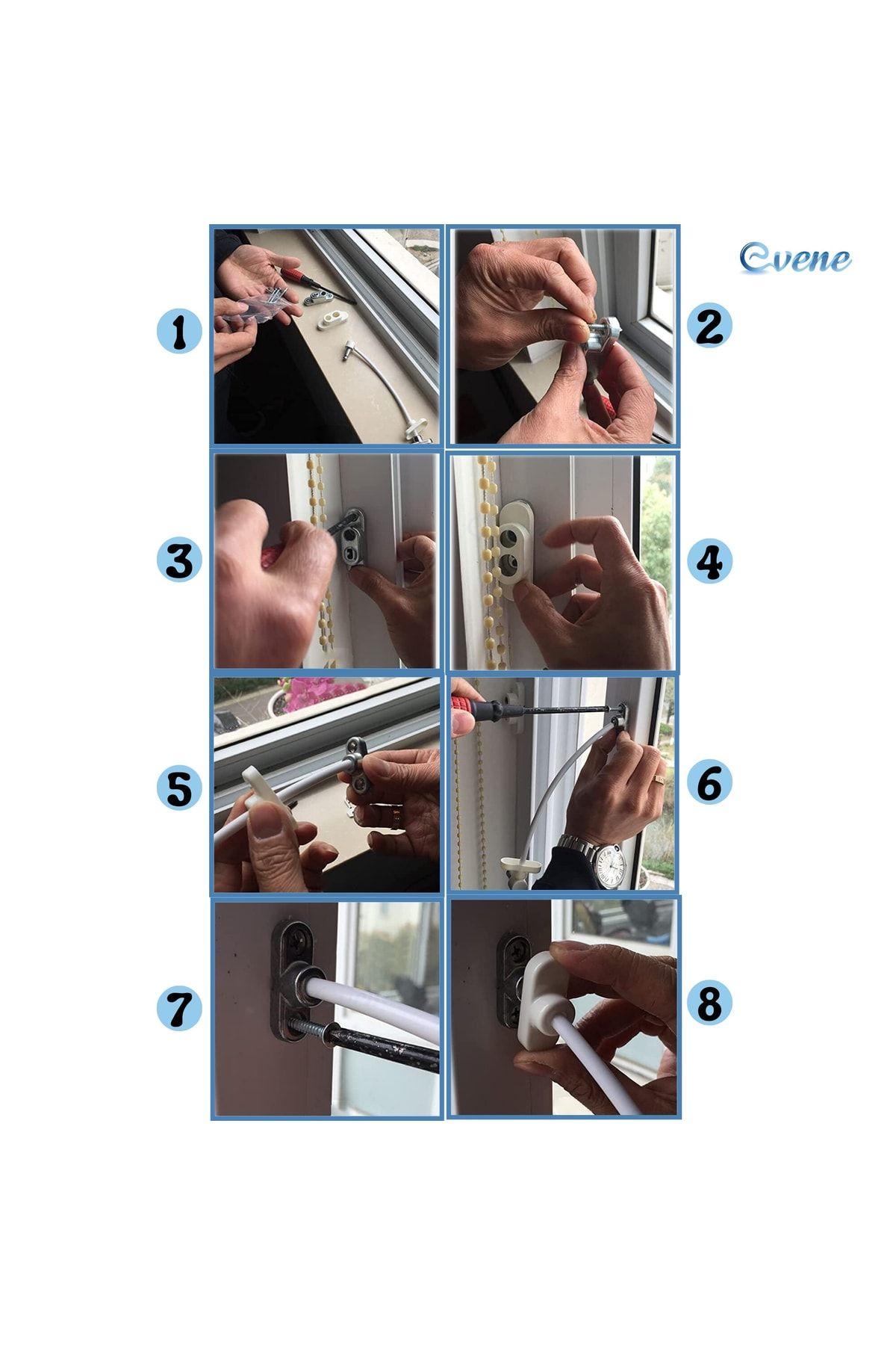 Pandogo-Window Lock 10 Pieces Black Door and Window Safety Apparatus Safety Product Lock with Rope 5