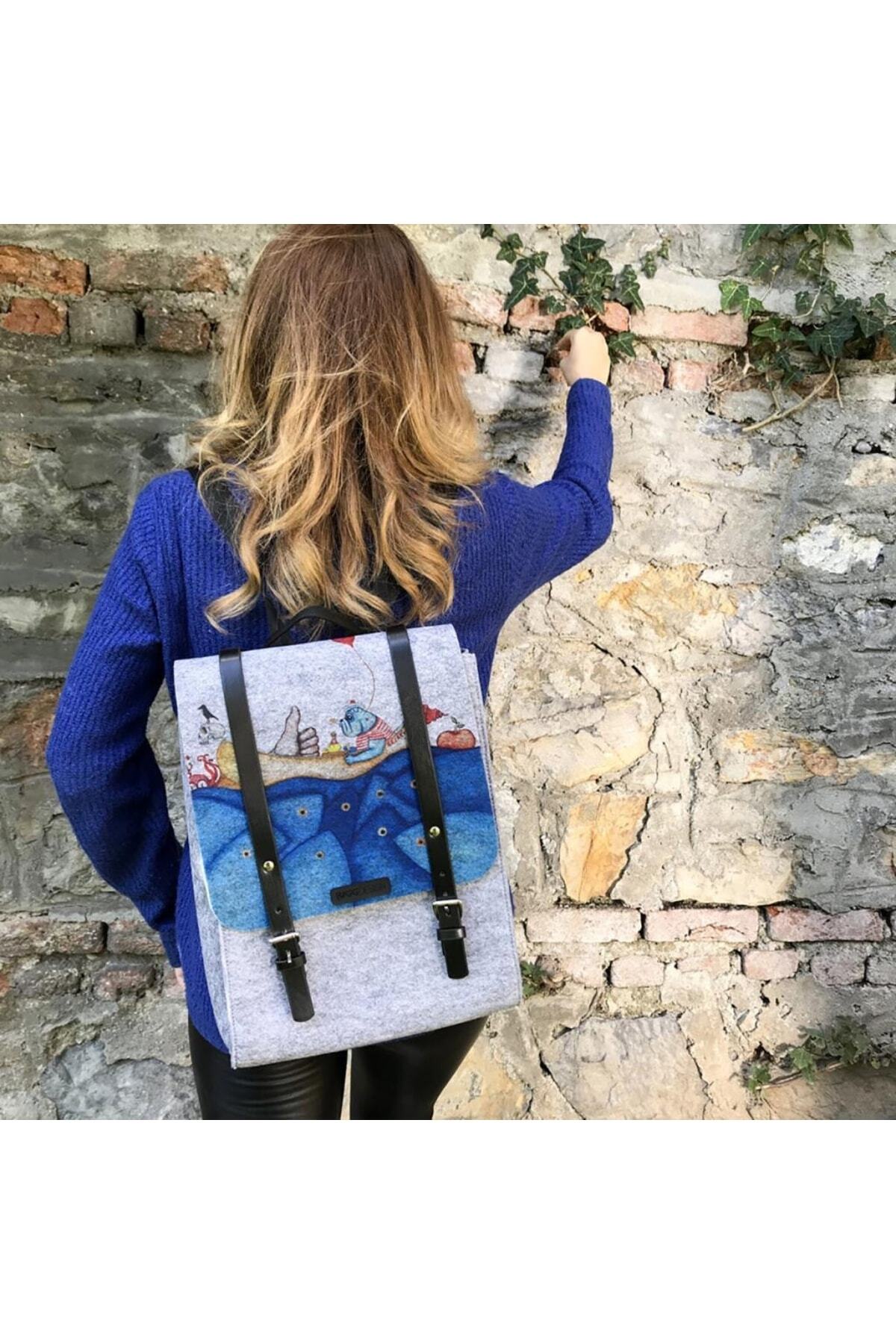 Biggdesign-Unisex Colorful Mr. Allright Man Felt Backpack 8