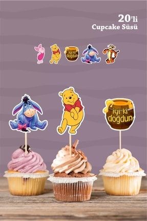 Winnie The Pooh Temalı Cupcake Süsü 20\'li WinPoCupSü20