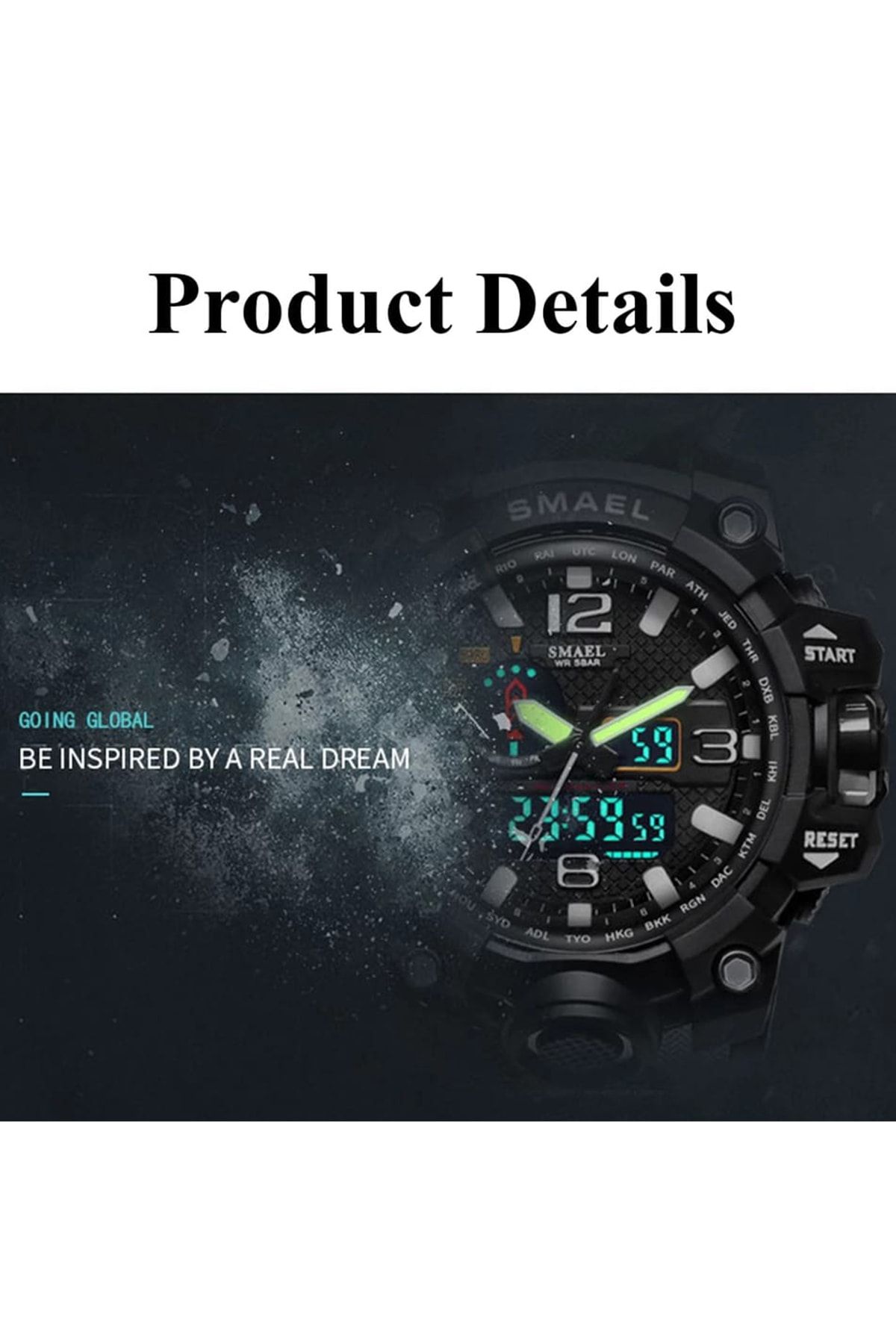 SMAEL-Men's Wristwatch Analog Digital Sports Black Fashion Trend Watch Gold 1545 7