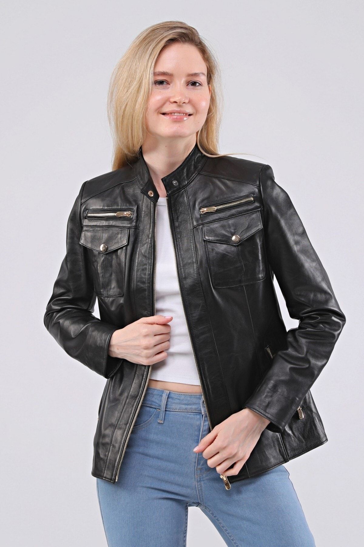 CE-YIL LEATHER PRODUCTS Женское пальто из натуральной кожи ALTFER963