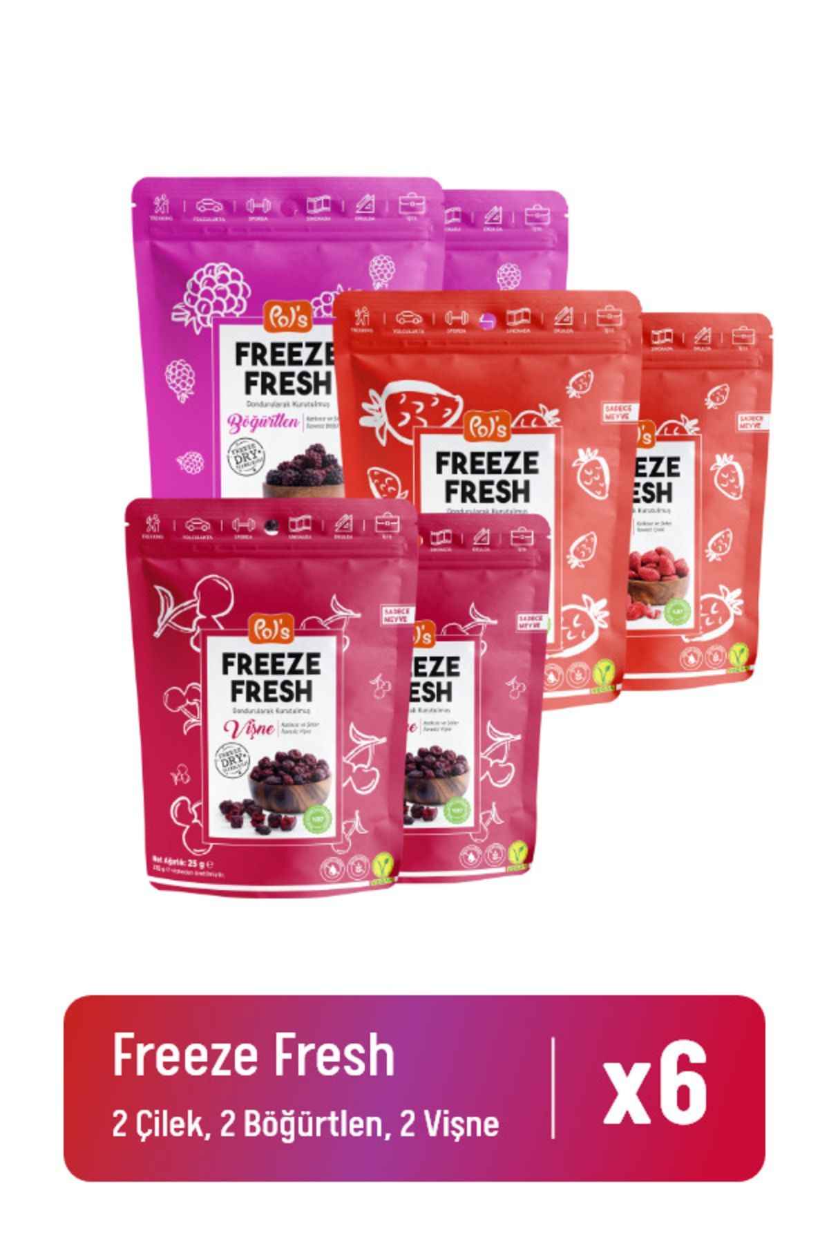 Pol's 2'li Freeze Fresh Dondurularak Kurutulmuş Çilek, Vişne, Böğürtlen