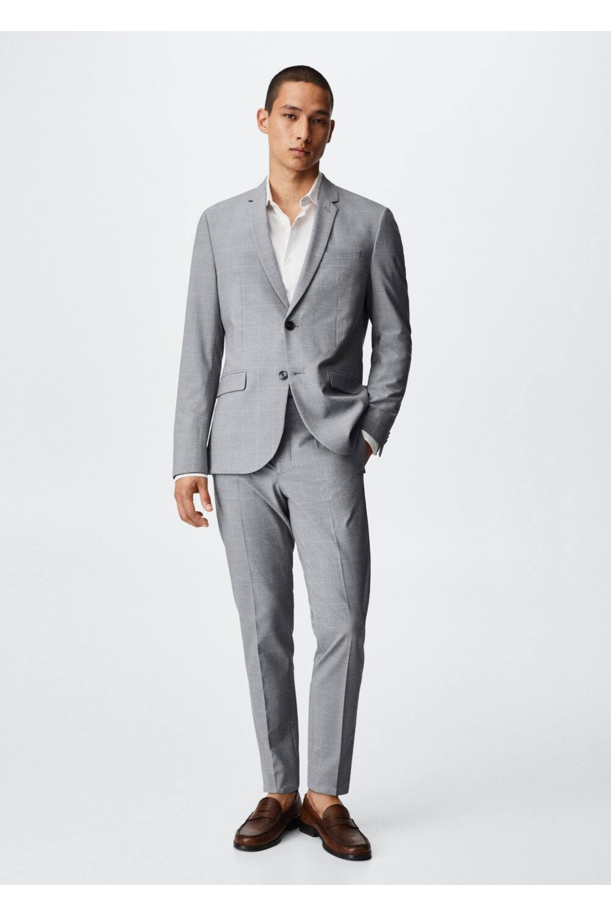 شلوار مردانه خاکستری منگوMANGO Man | 37072005 اورجینال - تصویر 2