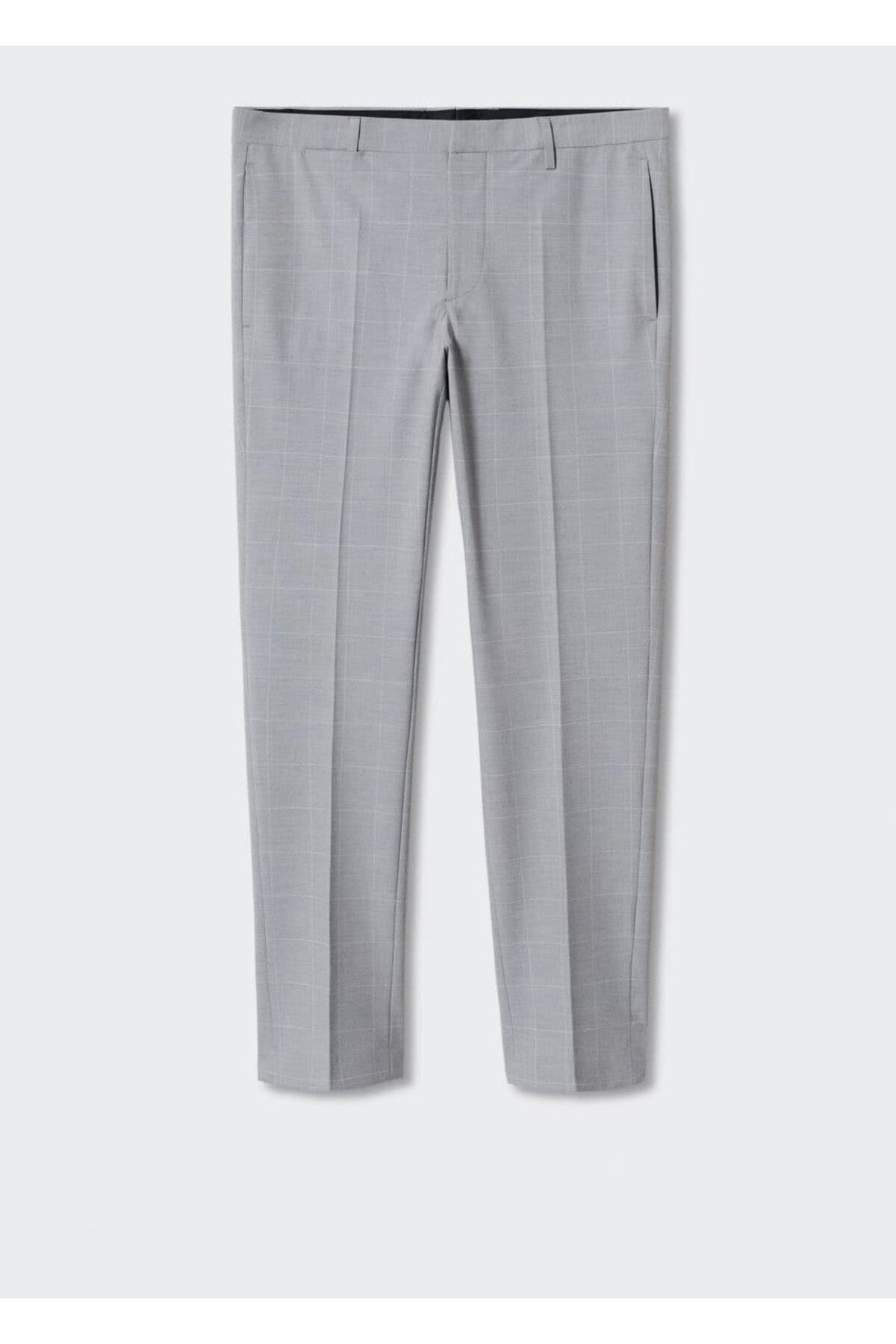 شلوار مردانه خاکستری منگوMANGO Man | 37072005 اورجینال - تصویر 3