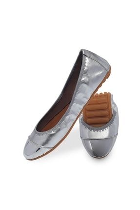 Kadın Pinup Gümüş Katlanabilir Babet Ayakkabı BB6253502