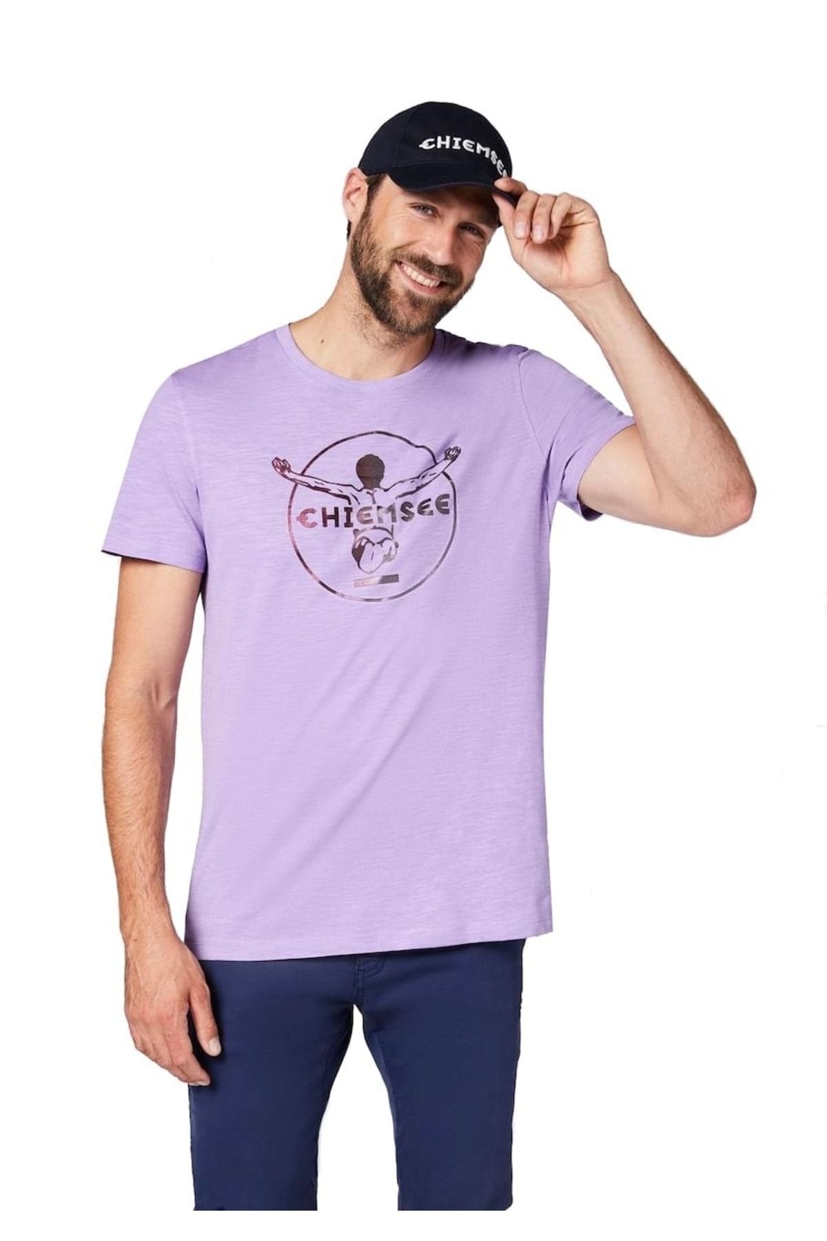 Chiemsee Herren T-Shirt - Oscar, Rundhals, Bio-Baumwolle, großes Logo,  einfarbig - Trendyol