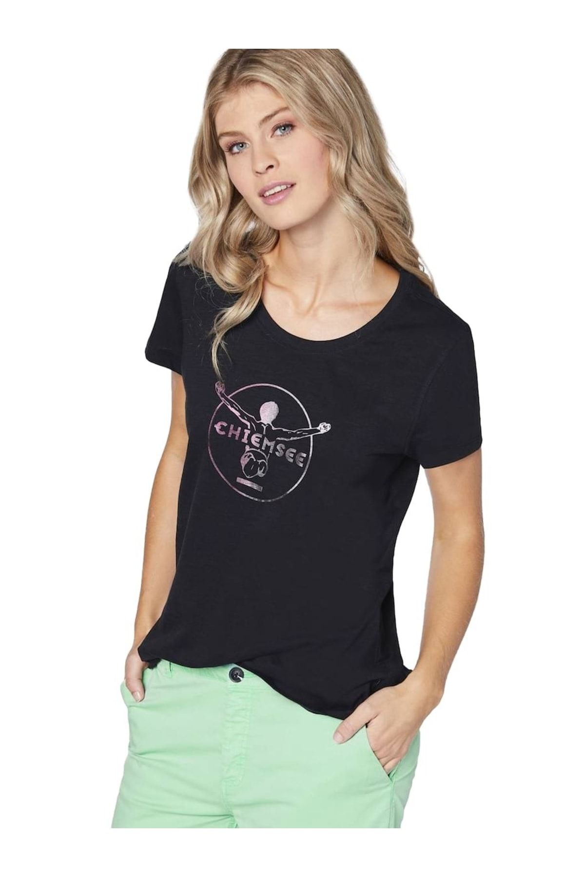 Chiemsee Damen T-Shirt - Taormina, Shirt, Baumwolle, Rundhals, Logo, kurz,  einfarbig - Trendyol