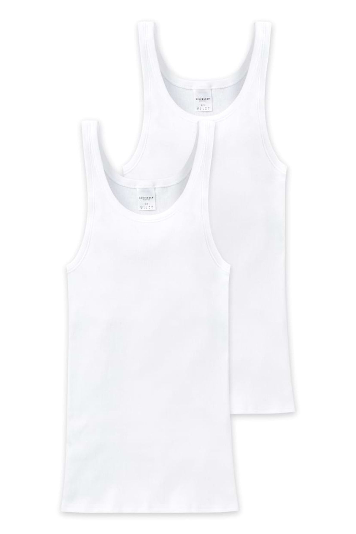 Schiesser-Herren Unterhemd 2er Pack – ärmellos, Baumwollgrundierung, Doppelripp 1