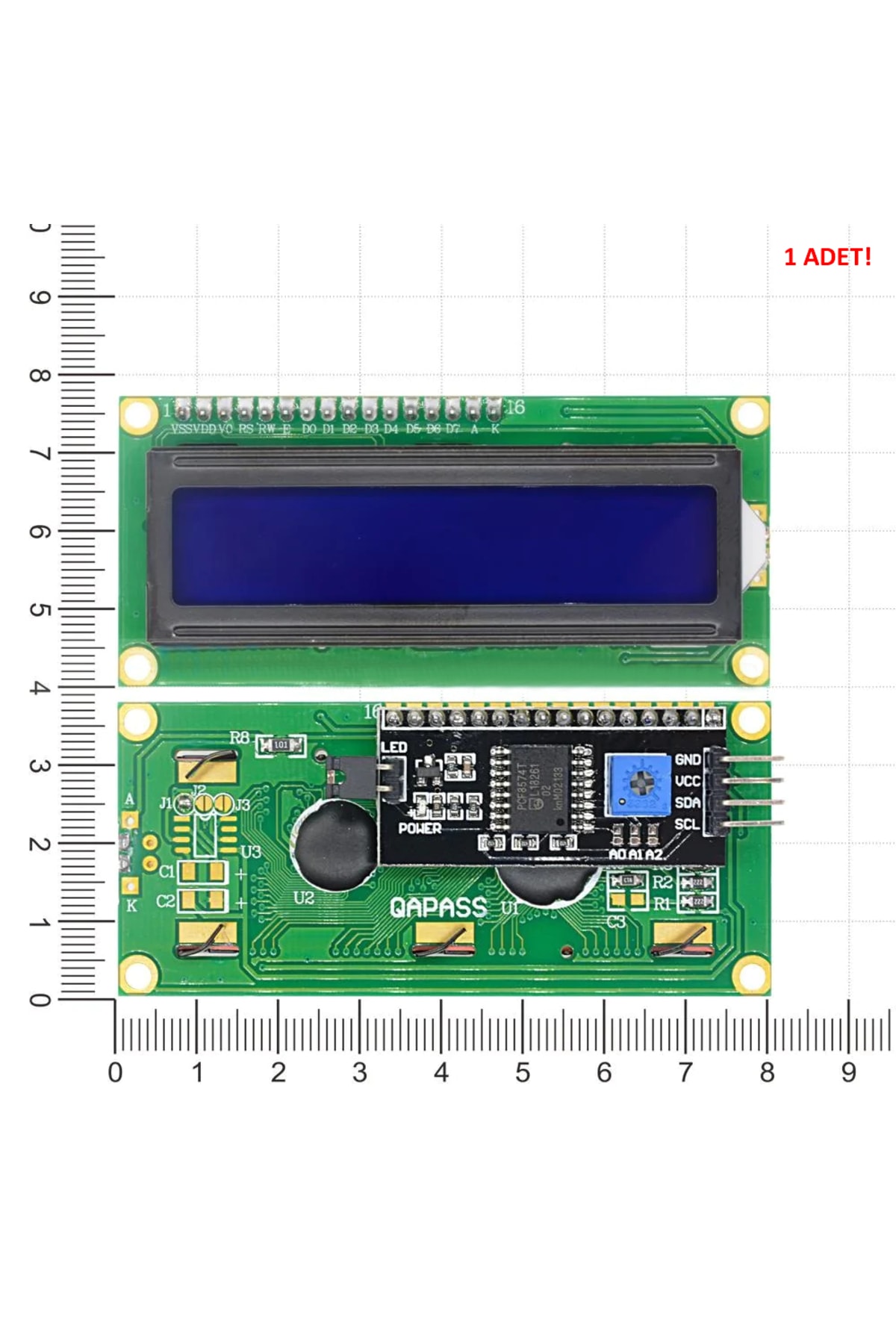 Iıc I2c Seri 1602a 2x16 Mavi Karakter Lcd Modül Display Ekran 5v Beyaz Arka Işık 5