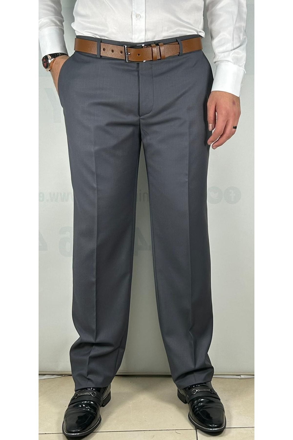 Cantabil Men's Fawn Formal Trousers