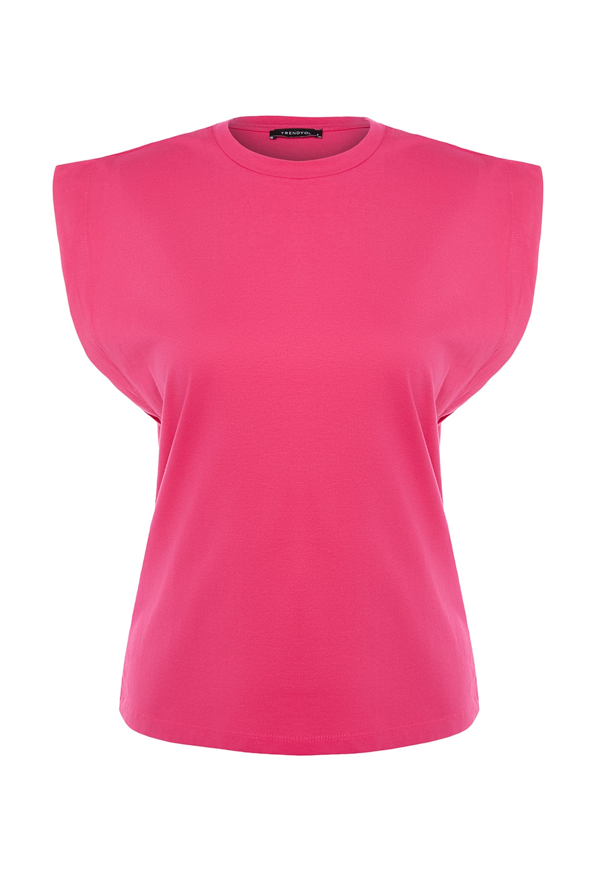  Trendyolmilla Fu?ya %100 Pamuk Vatka G?rünümlü Basic Bisiklet Yaka ?rme T-Shirt