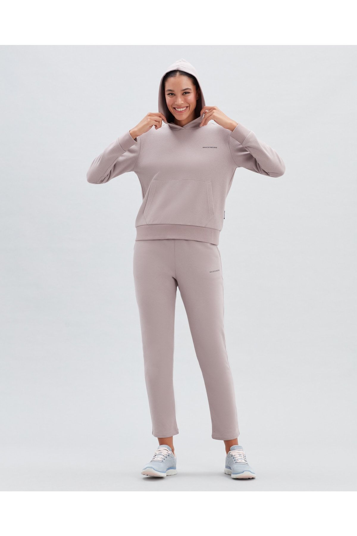 SKECHERS W New Basics Hoodie Kadın Foggy Lilac Sweatshirt OH9306
