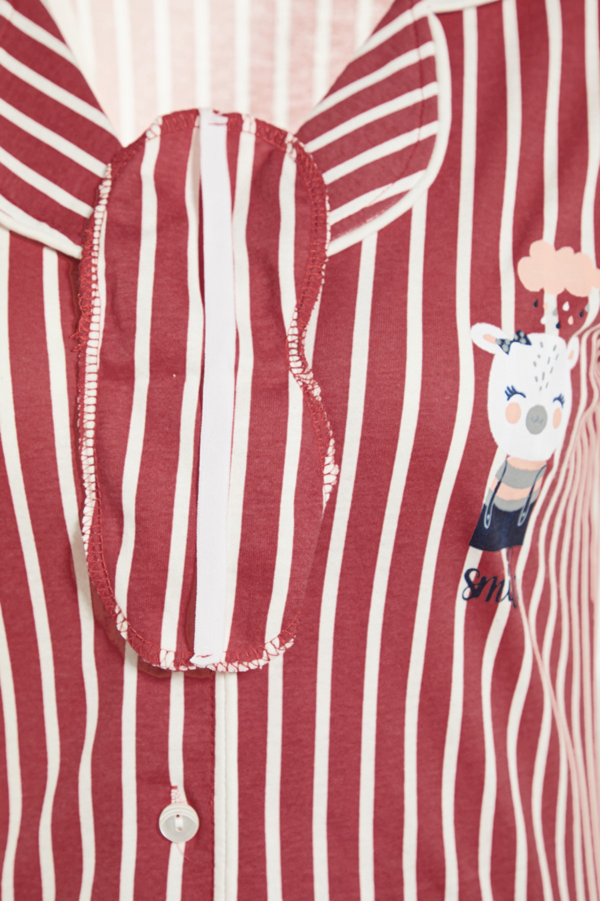 Trendyolmilla  Pembe Çizgili Hayvan Baskılı Gömlek-Pantolon Örme Pijama Takımı THMSS21PT0878 - Görsel 9