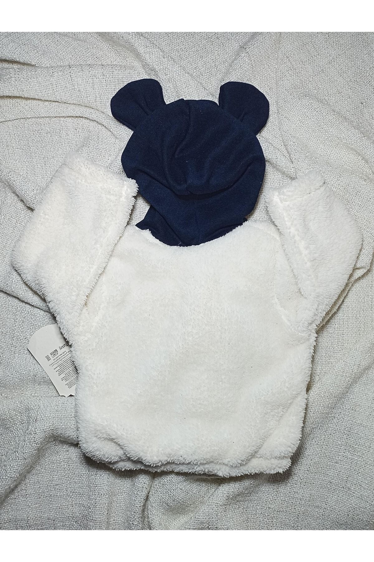 Bebek-çocuk Peluş-polar Hırkalı & Kulaklı Kapişonlu & Unisex Düğmeli Ayıcık Desenli Ikili Takım