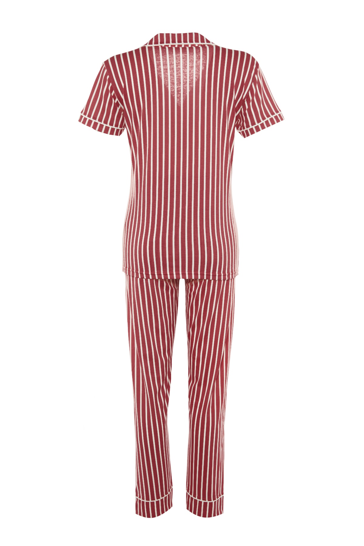 Trendyolmilla  Pembe Çizgili Hayvan Baskılı Gömlek-Pantolon Örme Pijama Takımı THMSS21PT0878 - Görsel 10