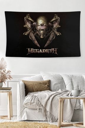 Megadeth Heavy Metal Rock Temalı Duvar Örtüsü Halısı Yıkanabilir Solma Yapmaz Leke Tutmaz Dekoratif HVYD - MEGA02