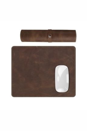 Navada - Luxury Hakiki Deri Kahverengi Mouse Pad