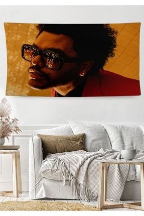 The Weeknd Temalı Duvar Örtüsü Halısı Kaliteli Kumaş Baskı Dekoratif HVYD -ST06