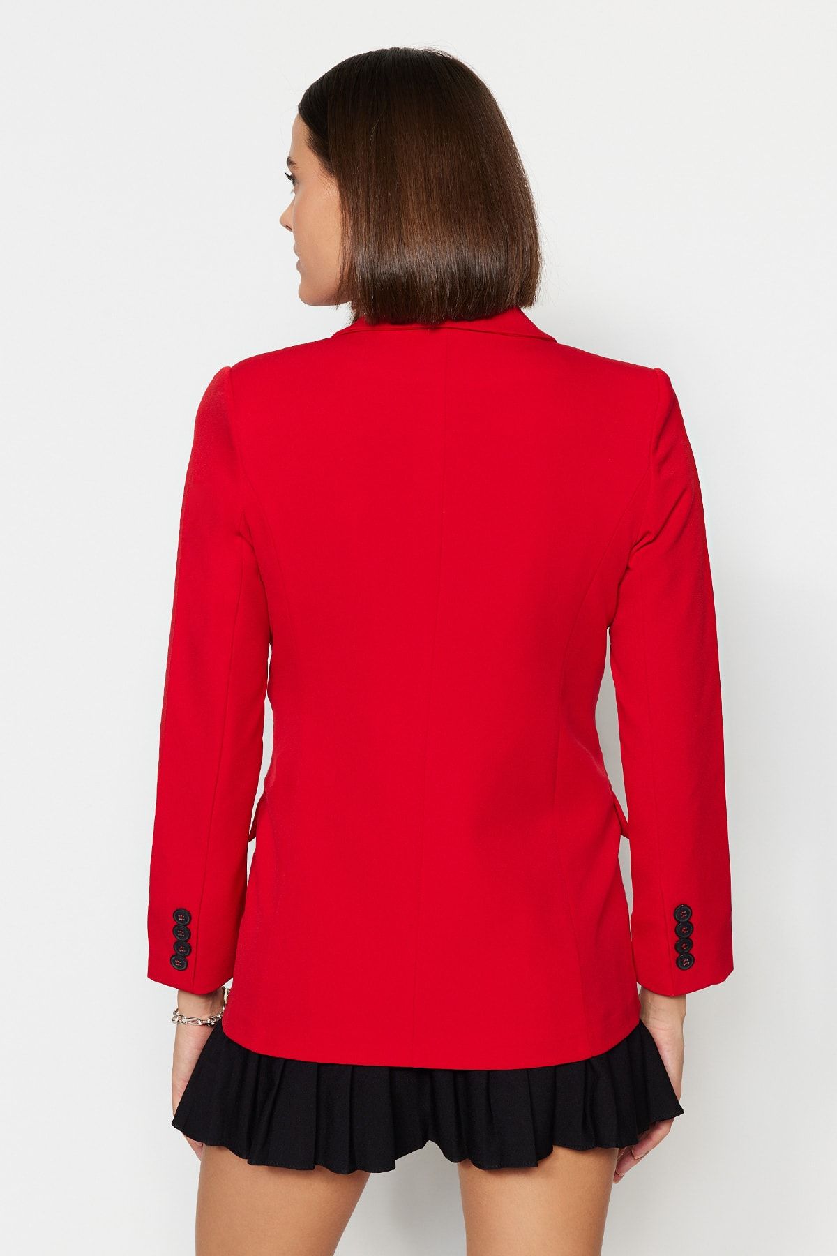 Trendyol Collection-Red Woven Lined Double Breasted Closure Blazer Jacket TWOAW23BC00019 5