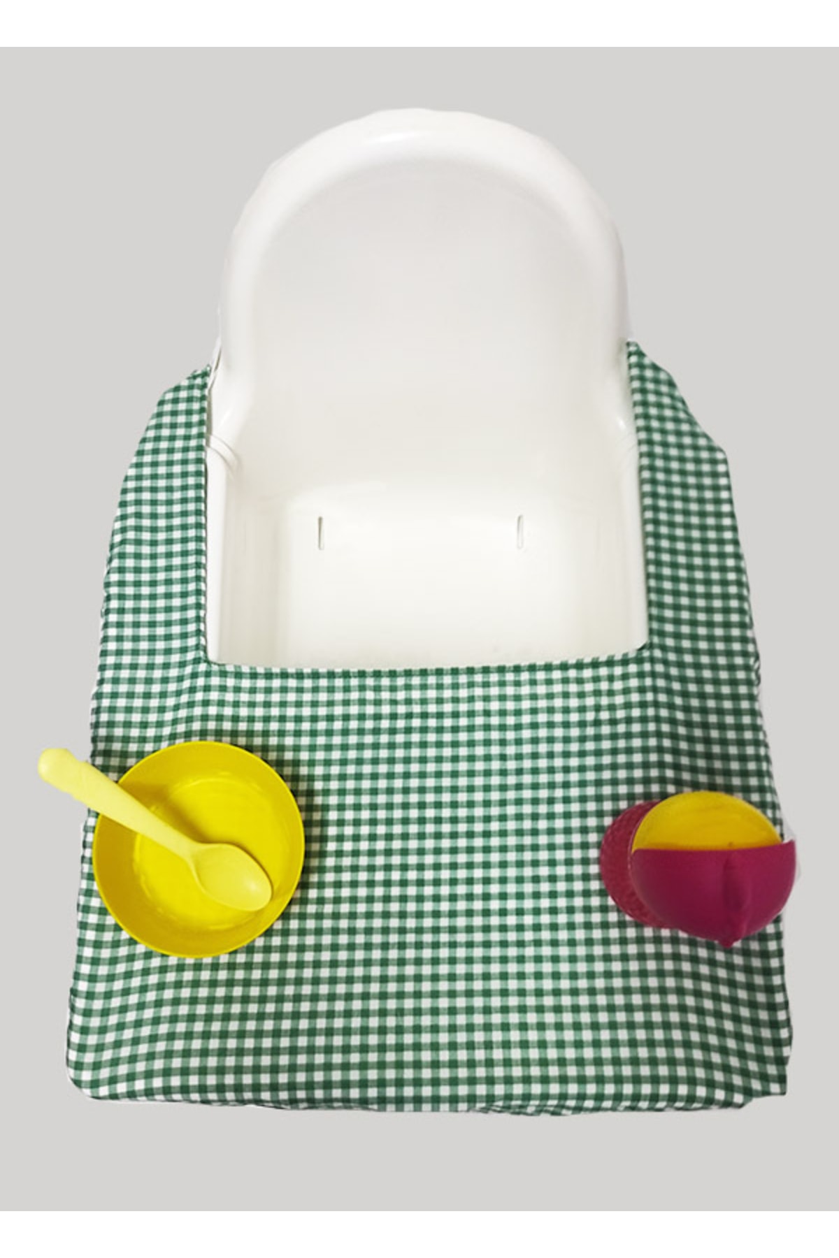 Çizgikare Yeşil Pötikareli Mama Sandalyesi Örtüsü - Mama Sandalyesi Kılıfı fotoğrafı 2 (önizleme)